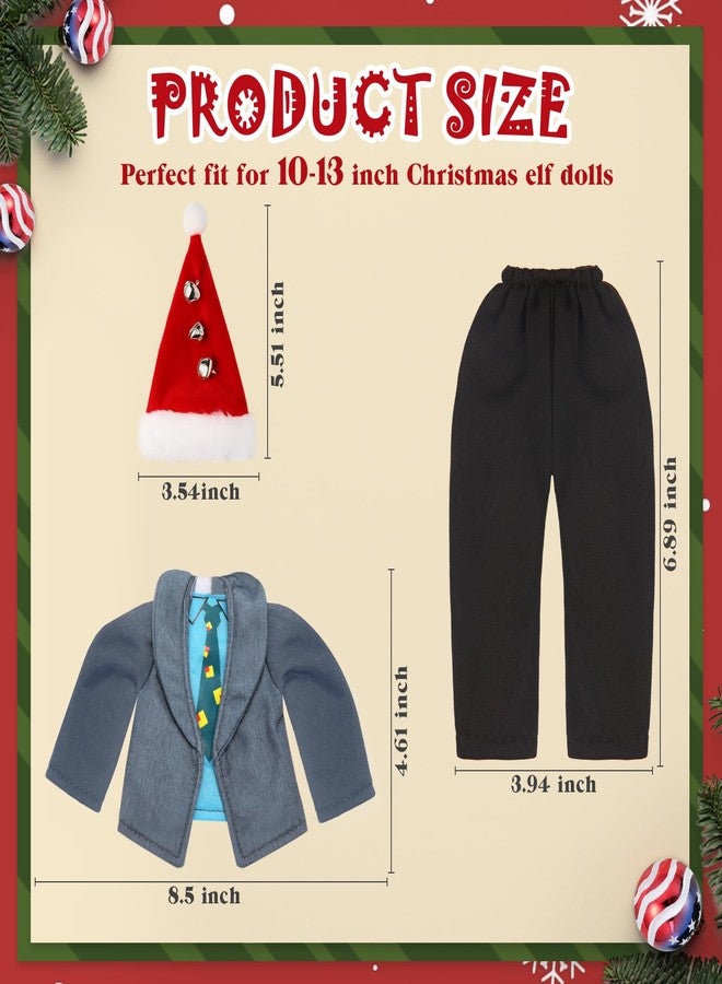 GKLTVB 3Pcs Christmas Vacation Clark Elf Accessories for Elf Doll Clothes Includes Clark-Inspired Top with Christmas tie | Santa Hat | Pants, Holiday Elf Clothes Outfit for Christmas Vacation Decorations - Image 3